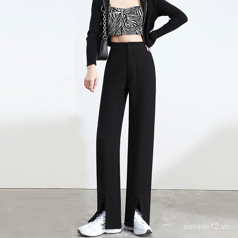 Quần Dài Nữ Ống Rộng Xẻ Tà Phía Trước Thời Trang Mùa Xuân 2021 | BigBuy360 - bigbuy360.vn