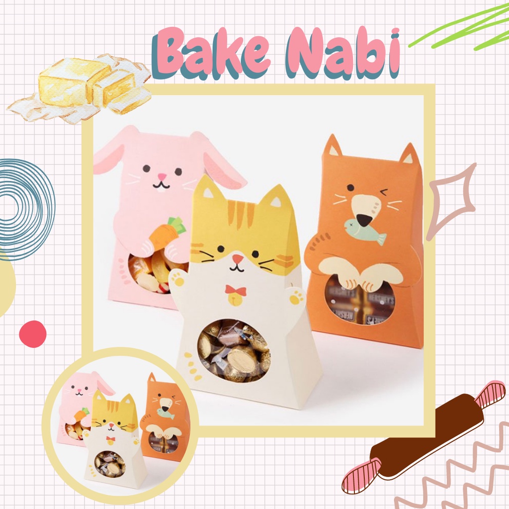SET 5 HỘP ĐỰNG BÁNH KẸO THỎ VÀ MÈO