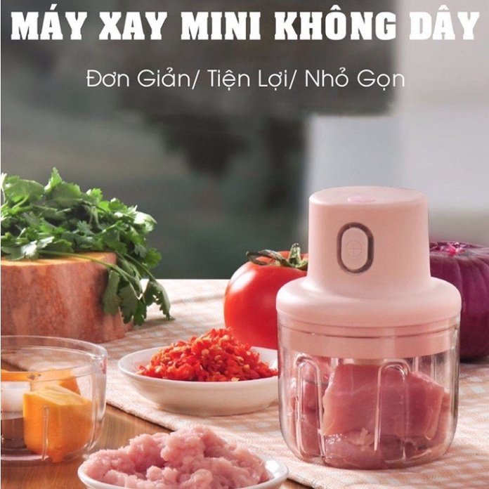 Máy Xay Mini, xay cháo rau củ quả tỏi ớt, Có Cổng Sạc Usb, Xay Hành, Tỏi, Rau Củ Quả