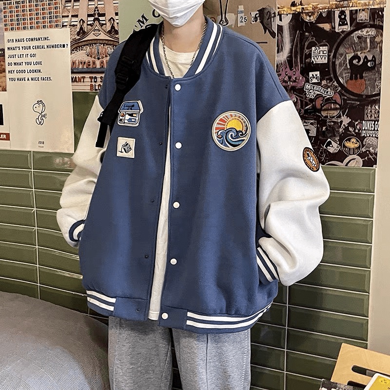 ÁO KHOÁC BOMBER NAM THỜI TRANG PHONG CÁCH HÀN PHỐI HAO TIẾT TRÒN VUÔNG TAM GIÁC