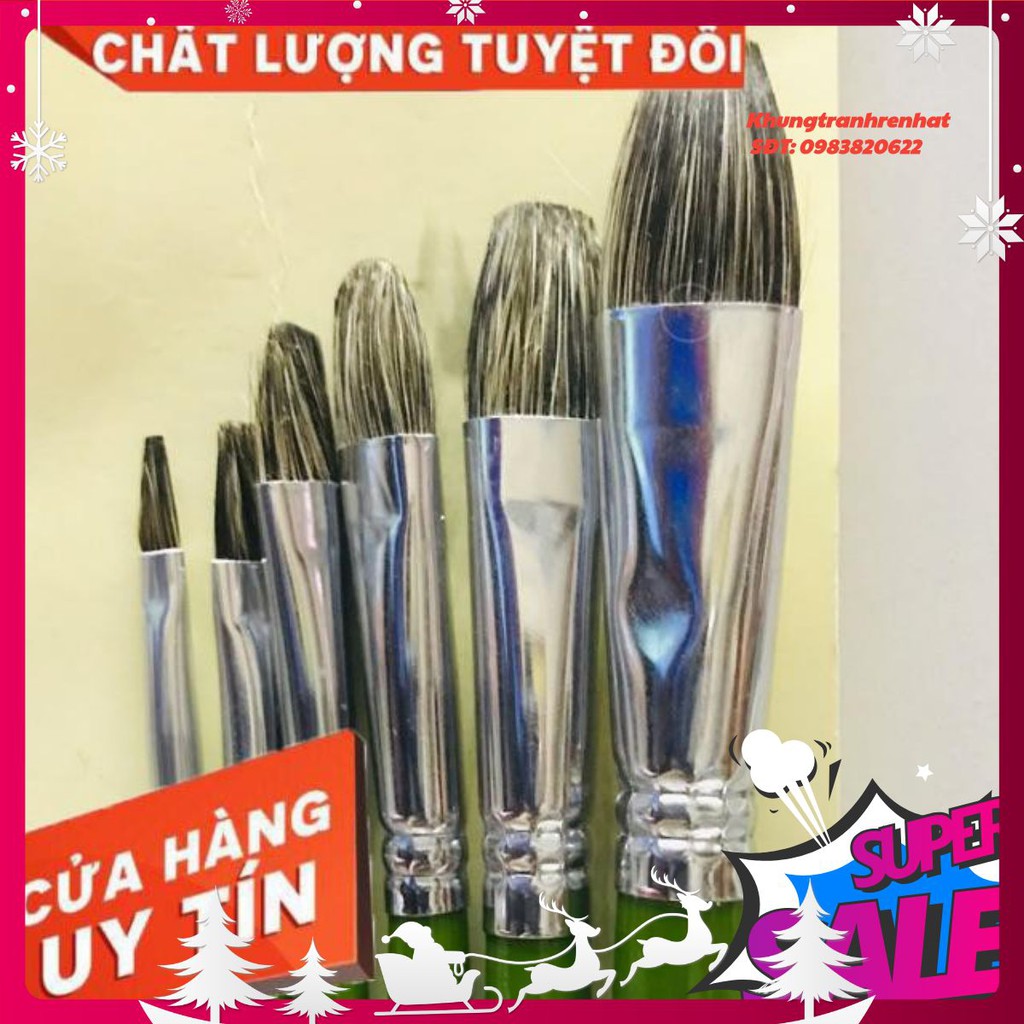 BỘ CỌ LÔNG CHỒN cao cấp 6 CÂY xanh lá