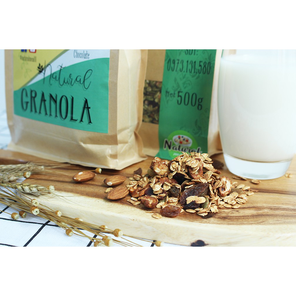 Ngũ cốc dinh dưỡng Không đường ăn liền Granola nhiều hạt dành cho người tiểu đường Healthy Mix vị 500gr - Natural Meal