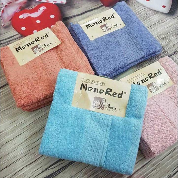 Set 3 khăn mặt monored nhật cotton siêu mềm mịn cho em bé trẻ con lau rửa cho vuông cao cấp