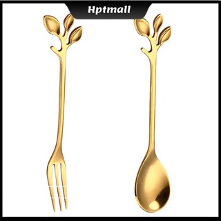 Unique Stainless Steel Leaf Shape Handle Coffee Spoon/Fork Kitchen Tableware