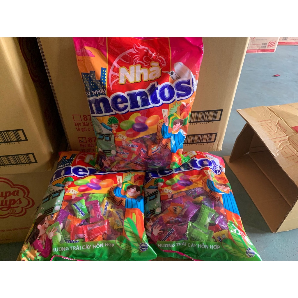 MẪU MỚI-V371 viên Kẹo nhai Mentos hương trái cây hỗn hợp 5 hương vị bịch 1KG