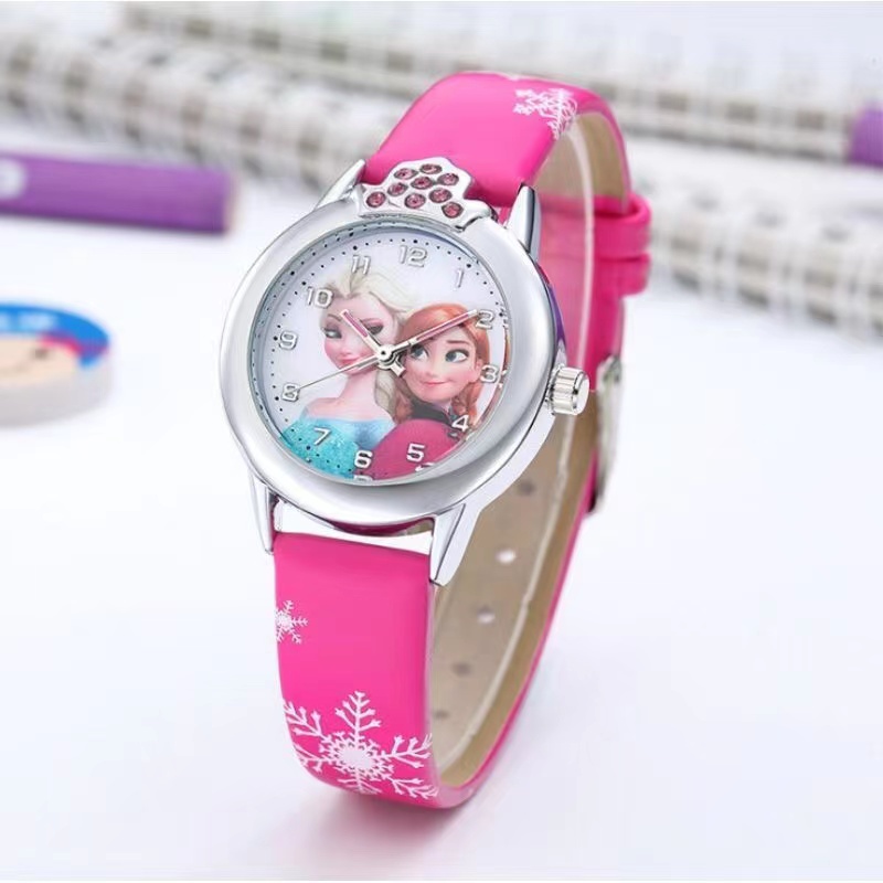 Đồng Hồ Đeo Tay Chống Nước Hình Hoạt Hình Frozen Elsa Anna Dành Cho Bé Gái