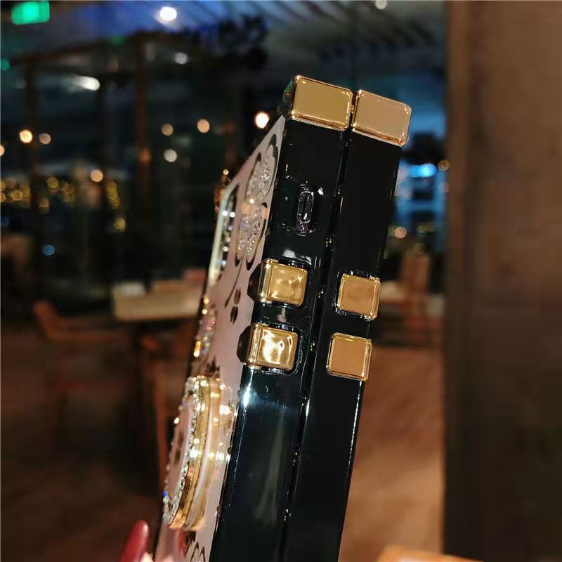 Ốp Điện Thoại Hình Vuông Lấp Lánh Kèm Giá Đỡ Nhẫn Cho Oppo Reno7 Reno6 Reno5 Reno4 Pro Reno3 Reno2Z