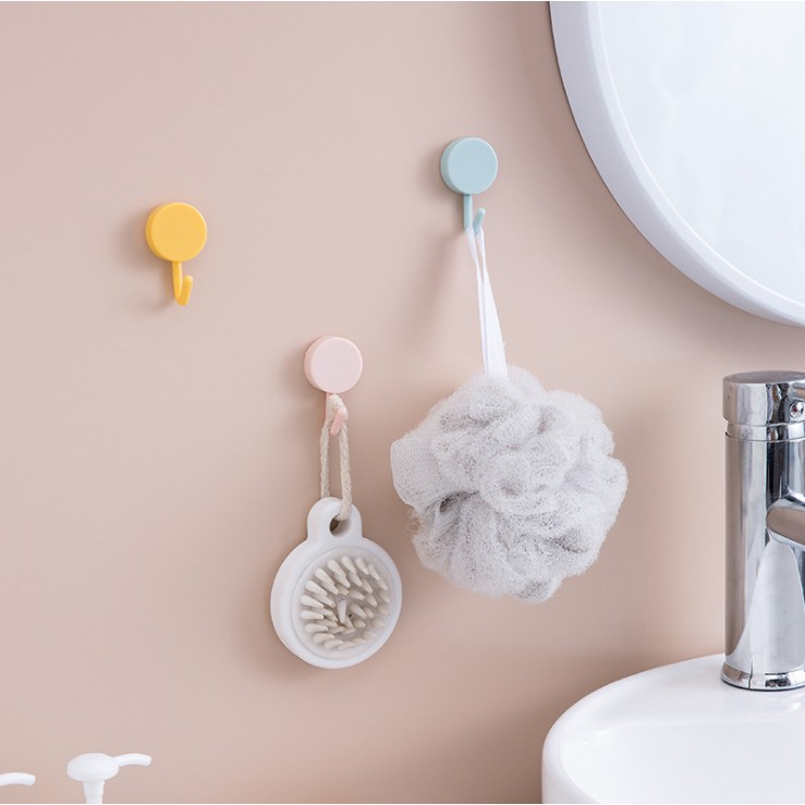 Set 10 Móc Treo Đồ Đa Năng Dán Tường Chống Nước Màu Sắc Đơn Giản Phong Cách Bắc Âu