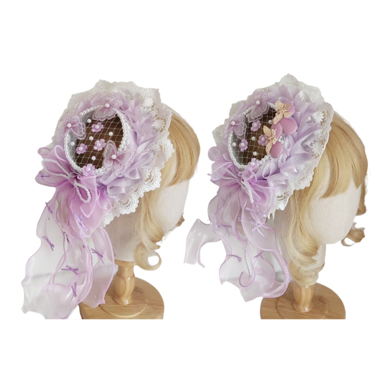 Cài Tóc Đính Nơ Ren Bèo Phong Cách Lolita Cổ Điển