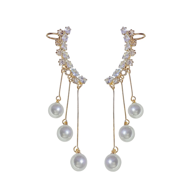 Khuyên Tai Tua Rua Đính Ngọc Trai Thời Trang Cá Tính Mới Cho Nữ