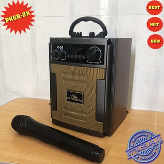 Loa kéo di động bluetooth karaoke thùng gỗ kiomic k58 âm chuẩn - tặng kèm 1 micro không dây hát cự - giao màu ngẫu nhiên