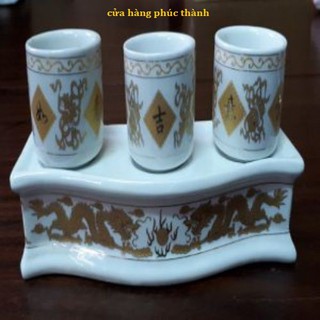 chung bộ rồng trắng cong 3 ly