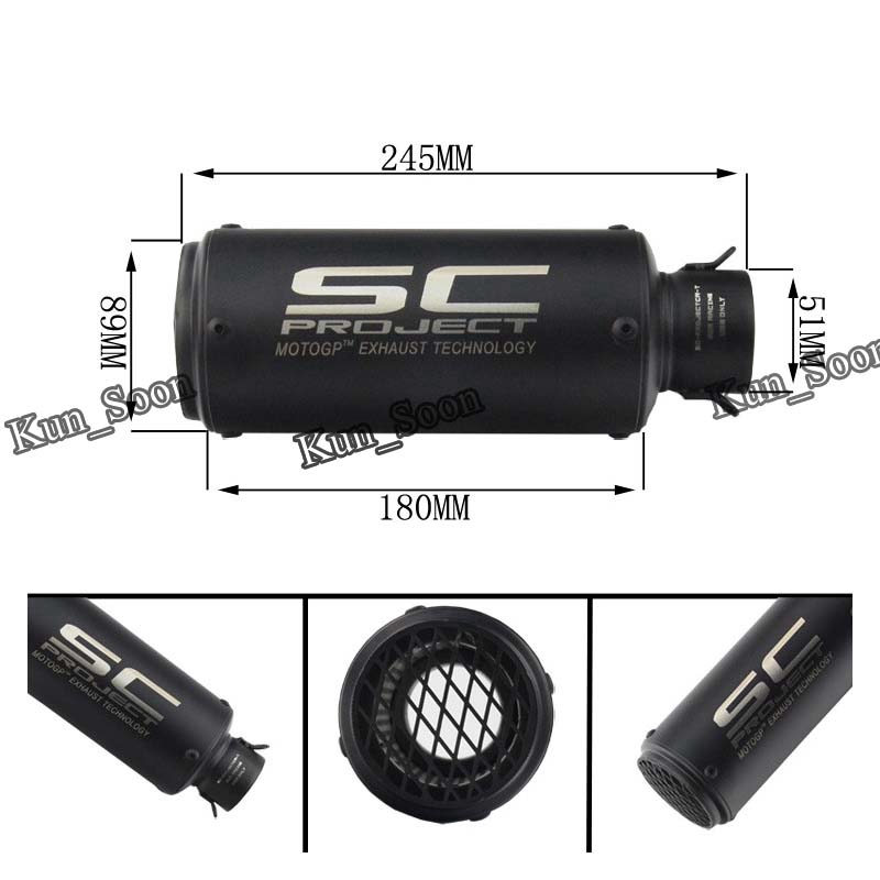 Ống Xả Nhiệt 51mm/60mm Bằng Sợi Carbon Cho Xe Mô Tô