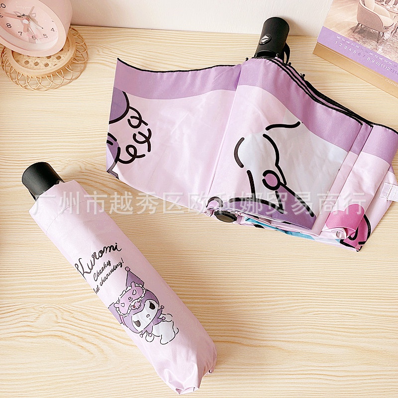 Dù Gấp Tự Động Che Nắng Mưa In Hình Hello Kitty Kuromi Cinnamoroll Melody Đáng Yêu