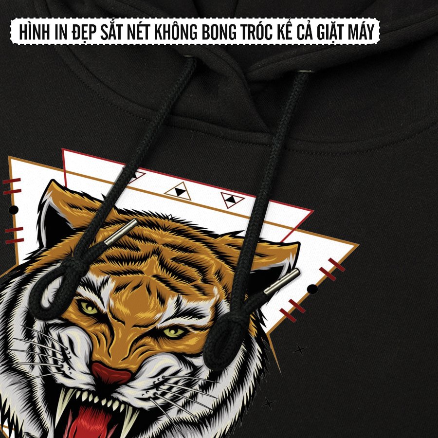 Áo Khoác Tròng Đầu Nỉ Cotton Da Cá Tiger Head Áo Hoodie Unisex Nam Nữ Form Rộng BB1337