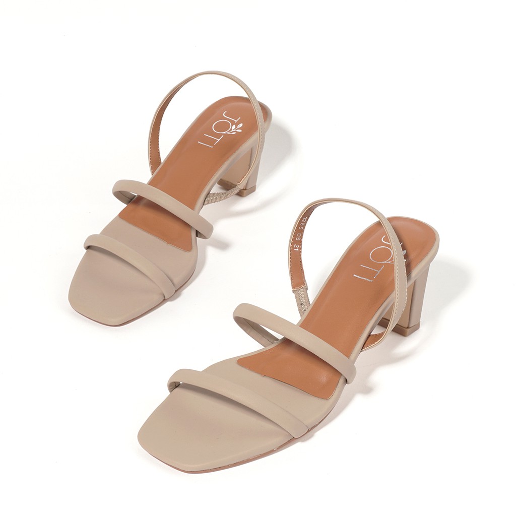 JOTI Giày Sandal Cao Gót Nữ Louisa 3273VN7 2021 - Mũi Vuông Hai Quai Cá Tính Đế Trụ 7cm - Mang Đi Làm Đi Chơi Dự Tiệc