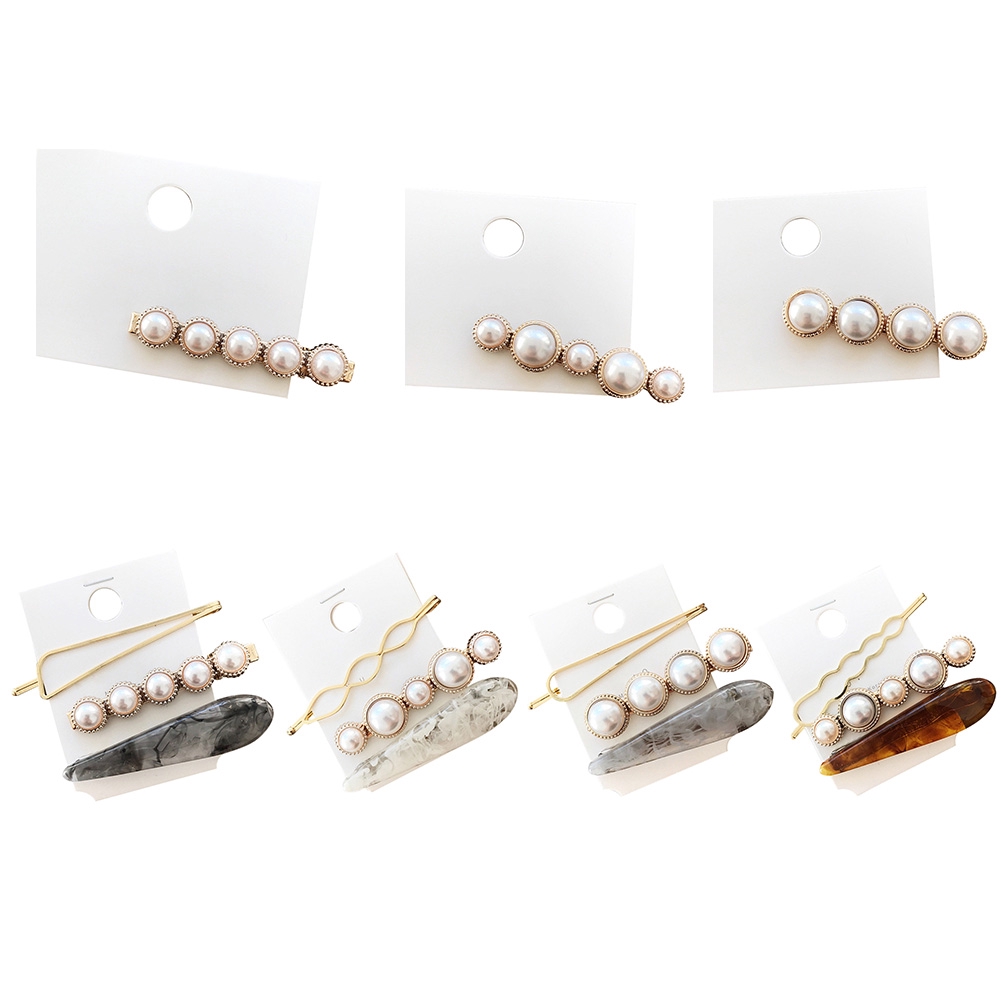 Set 1/3 kẹp tóc đính ngọc trai phong cách thời trang thanh lịch dành cho nữ