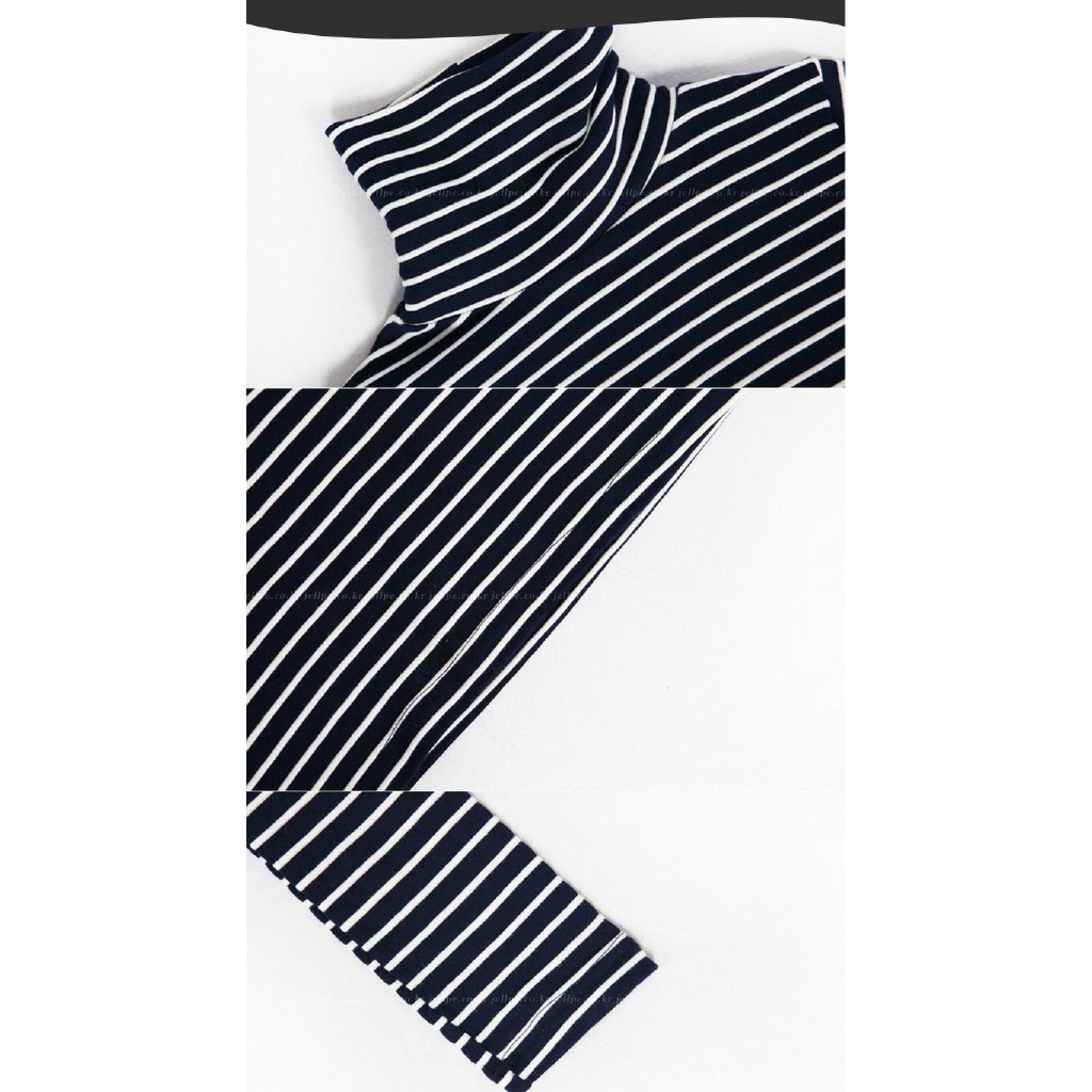 Women T-shirt Korean fashion High neck slim Keep warm Retro stripe Shirt | BigBuy360 - bigbuy360.vn