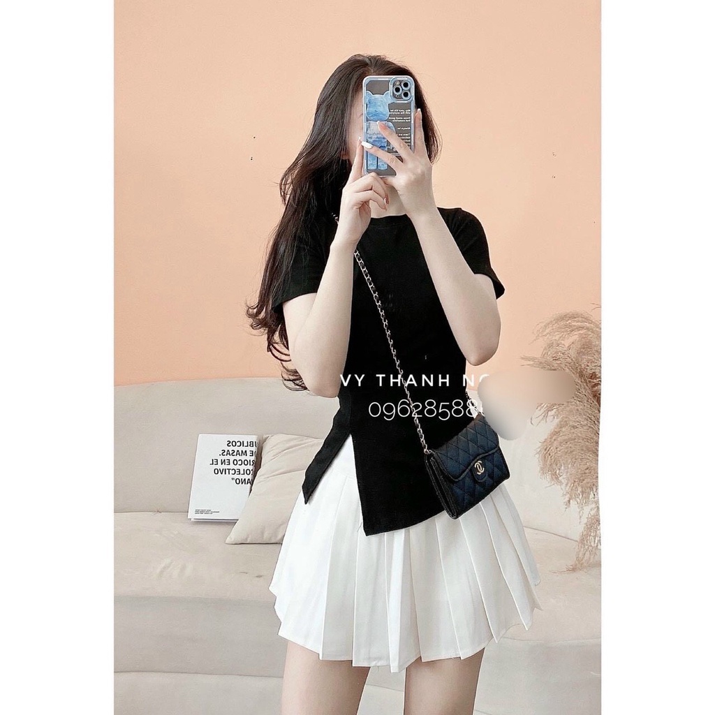 Áo thun cộc tay xẻ cạnh