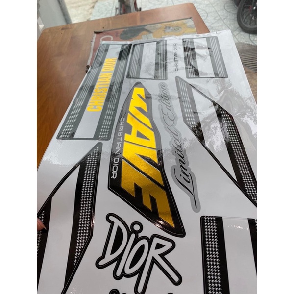 Tem xe WAVE 110 DIOR ghép crom loại đẹp 3 lớp chống phai màu