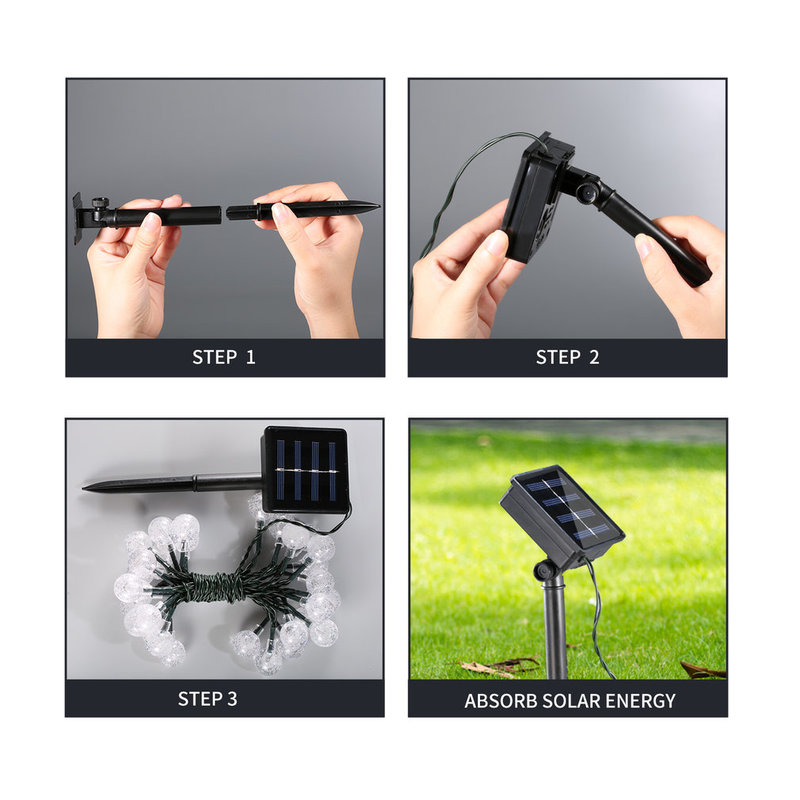 Dây đèn led 8 chế độ chống thấm nước IP65 hoạt động bằng năng lượng mặt trời