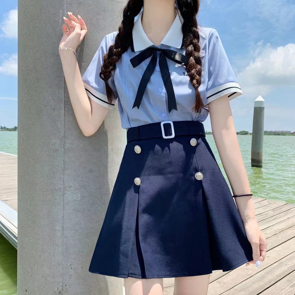 Bộ Đồng Phục Học Sinh Nữ Sinh Thái Lan Tay Ngắn Phong Cách Nghệ Thuật Hàn Quốc