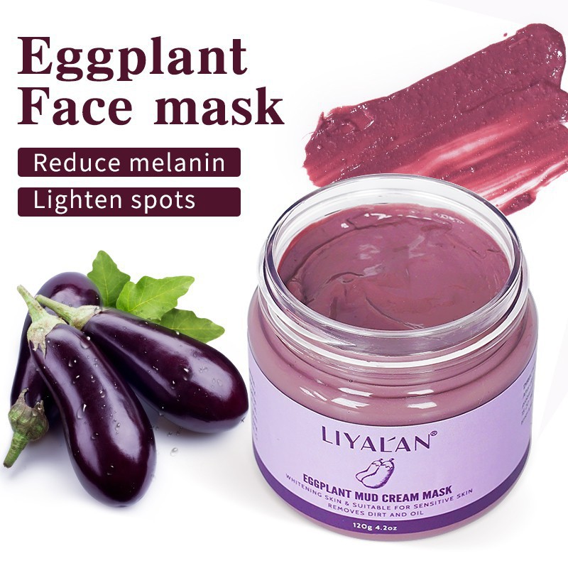 LIYAL'AN Organic Eggplant Purple Clay Mask Face brighten Exfoliating (120g)