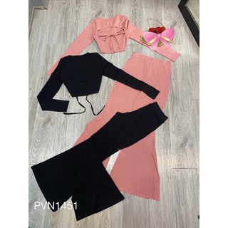 set quần ống loe xẻ hai bên