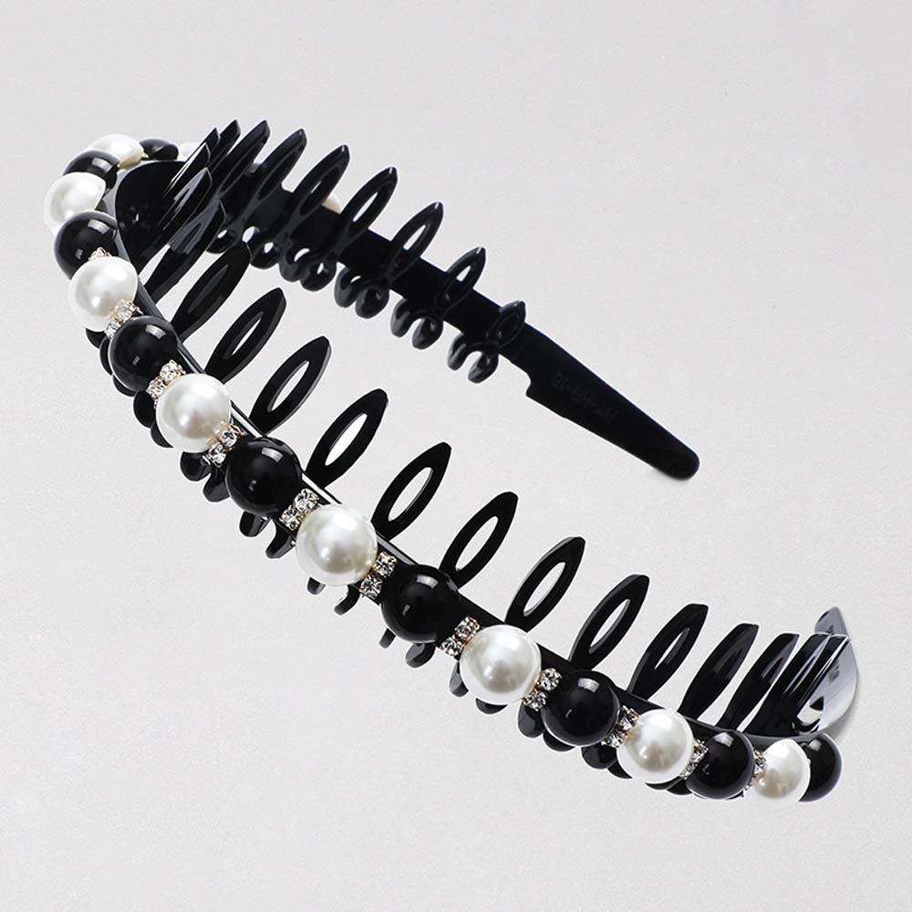 BACK2LIFE Simple Wash Face Hair Hoop Girls Hair Accessories Pearl Headband Women Toothed Non-slip Korean|Temperament Hair Band white/black
