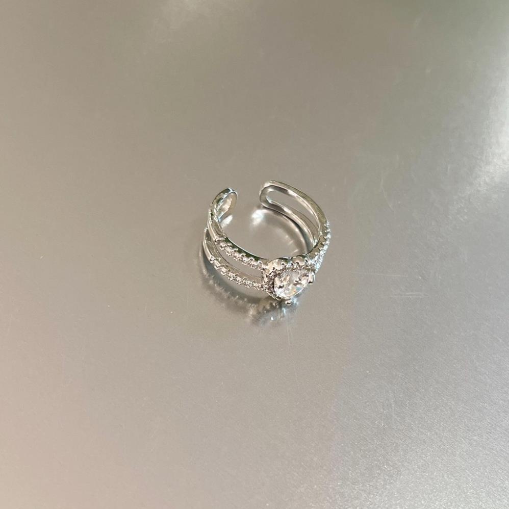 Nhẫn nữ mặt đính đá trái tim siêu xinh, nhẫn mạ bạc không phai màu han rỉ khi sử dụng, June accessories