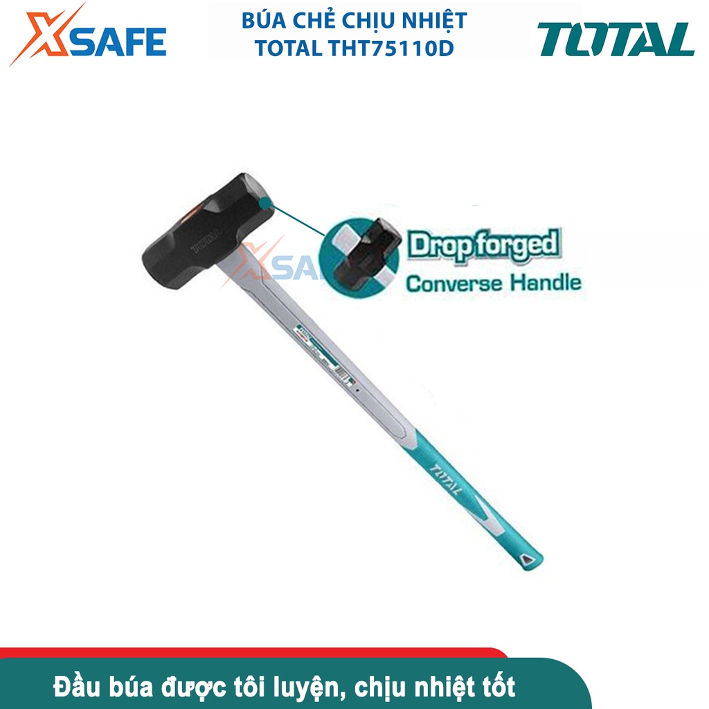 Búa chẻ 10LB TOTAL THT75110D, đầu búa chịu nhiệt, thép cacbon 45 #, gõ dụng cụ, gò và tán kim loại [CHÍNH HÃNG][XSAFE]