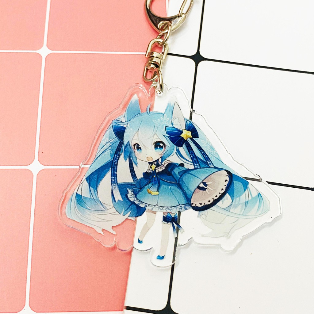 ( Mica trong acrylic ) Móc khóa Miku Hatsune quà tặng xinh xắn dễ thương in hình anime chibi