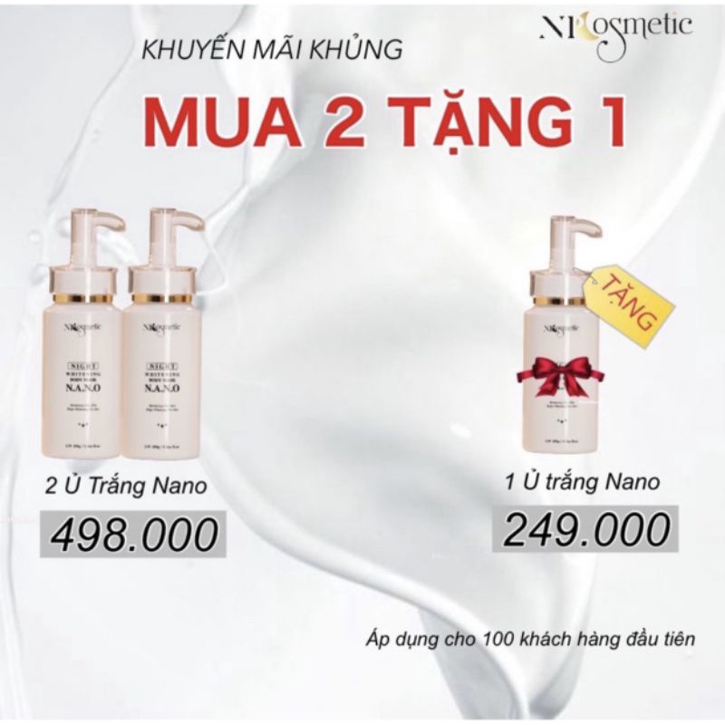 Ủ TRẮNG HẤP ĐÊM NANO| Nâng tone da, cấp ẩm