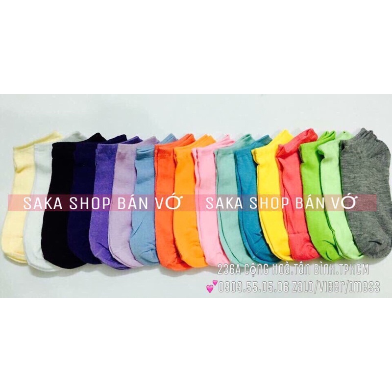 Vớ tất nữ nam nhiều màu ngang mắc cá màu cơ bản