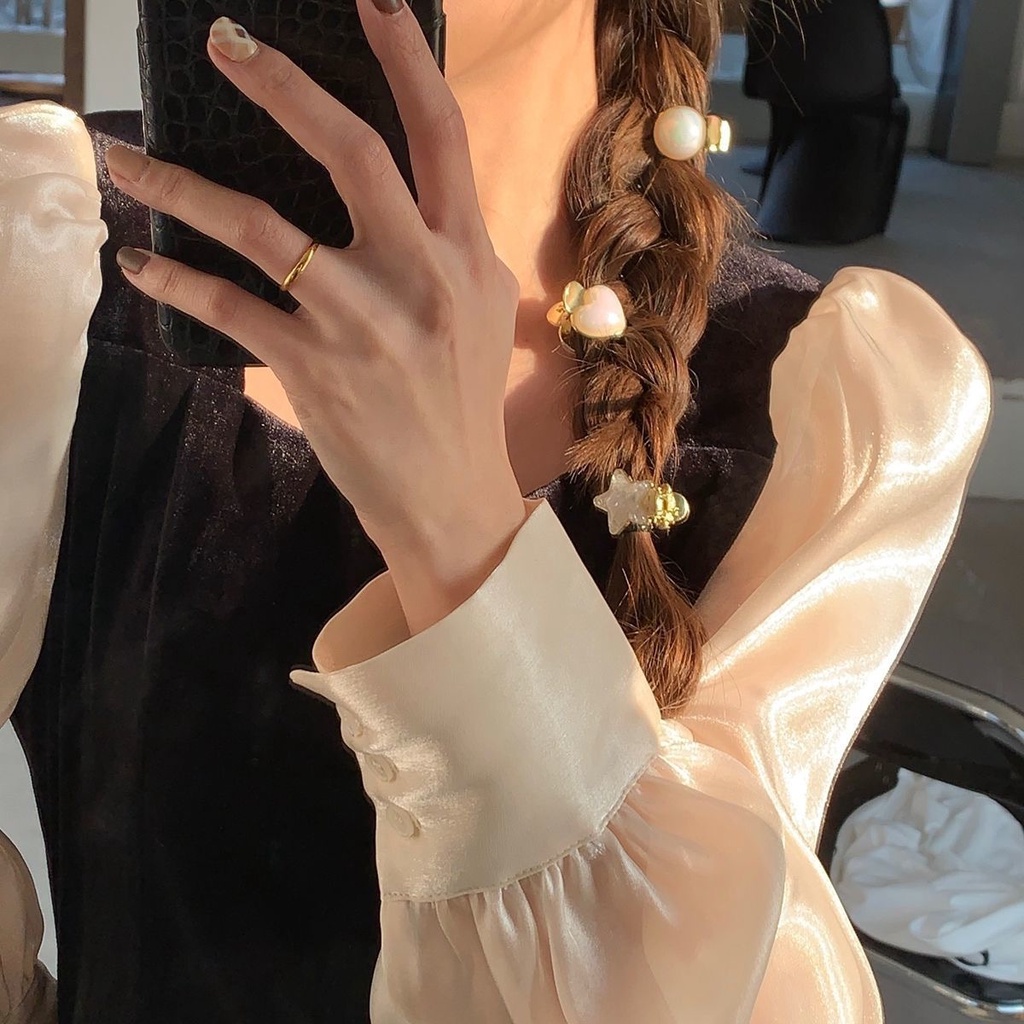 Kẹp Tóc Mini Đính Ngọc Trai Dễ Thương Phong Cách Hàn Quốc