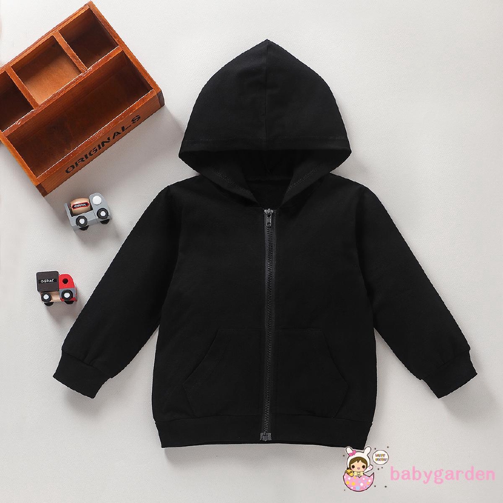 Áo Khoác Hoodie Màu Trơn Phối Khoá Kéo Cho Bé Gái