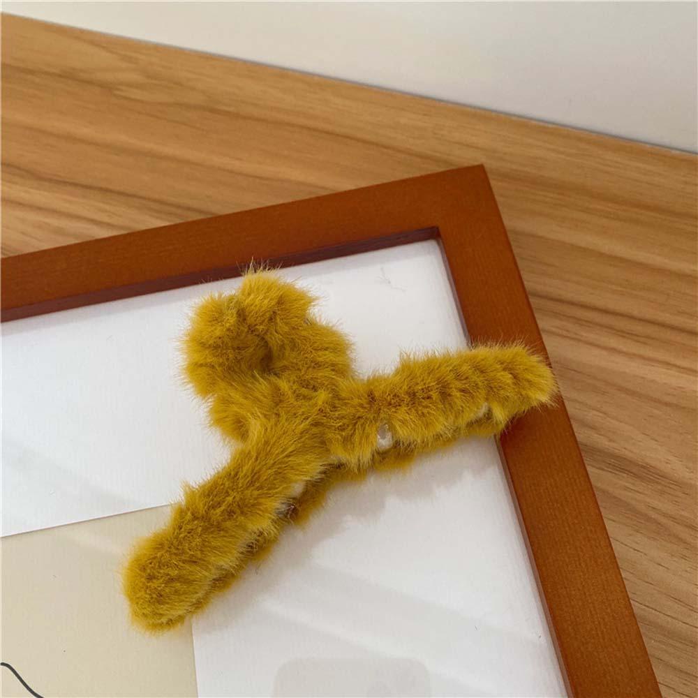 Kẹp Tóc Phủ Lông Màu Trơn Thanh Lịch Thời Trang Thu Đông