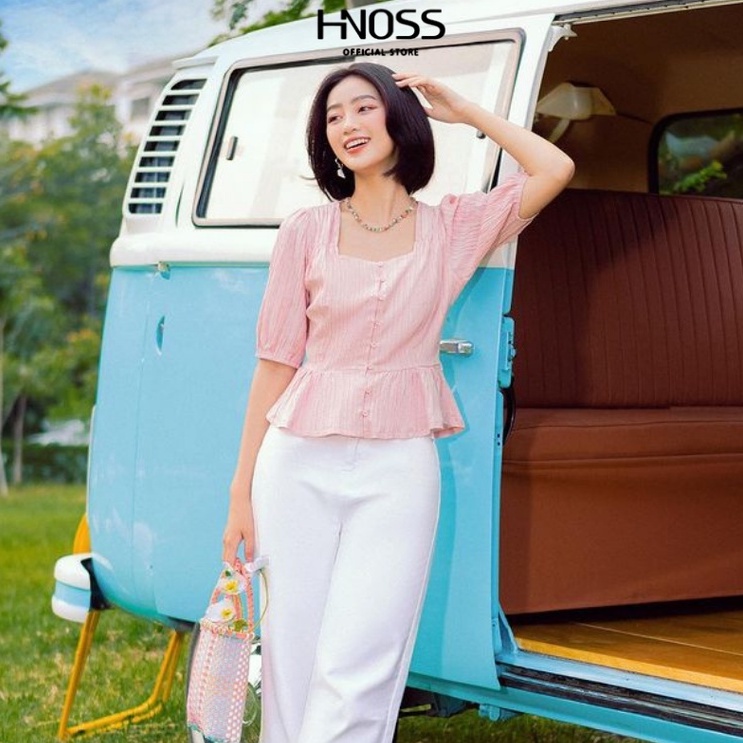 Áo Kiểu Cổ Vuông HNOSS Tay Phồng HNAKI042