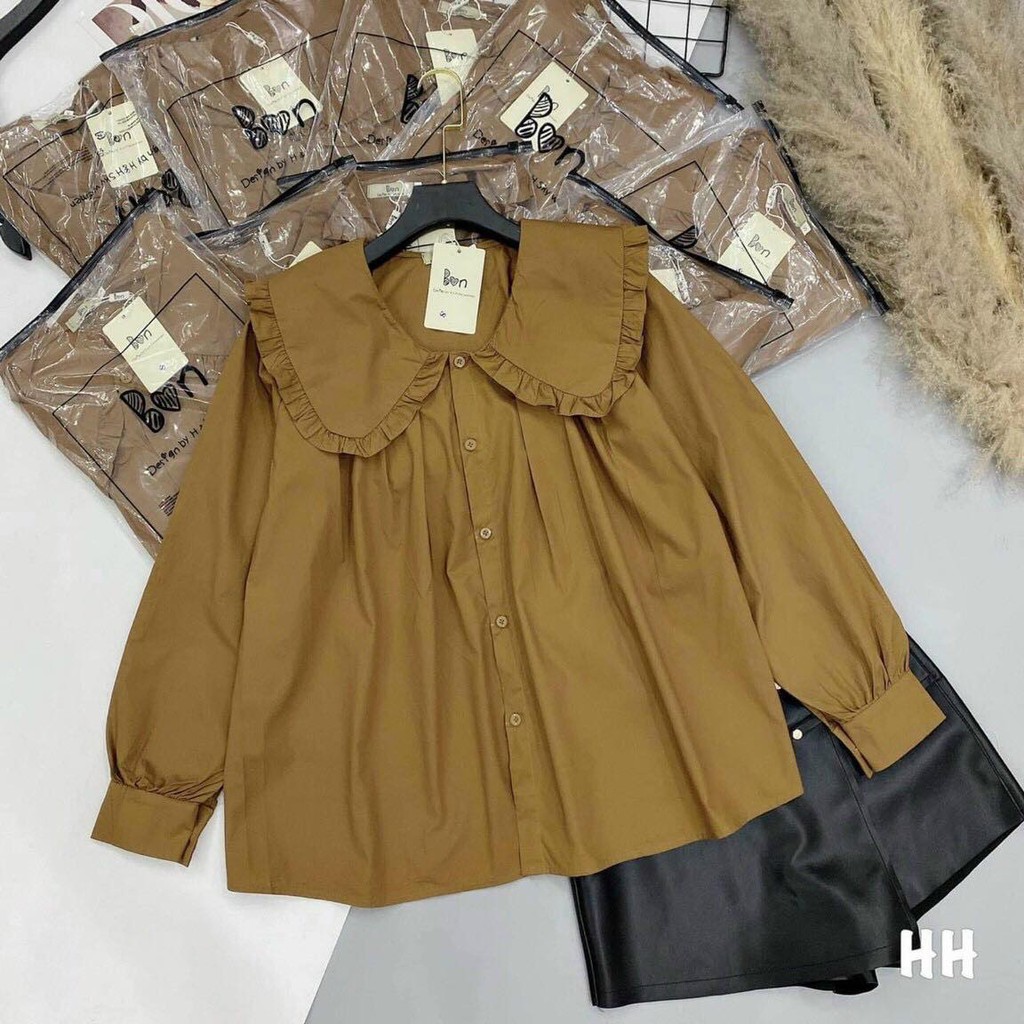 Áo Sơ Mi Voan Tay Dài Cổ Bánh Bèo