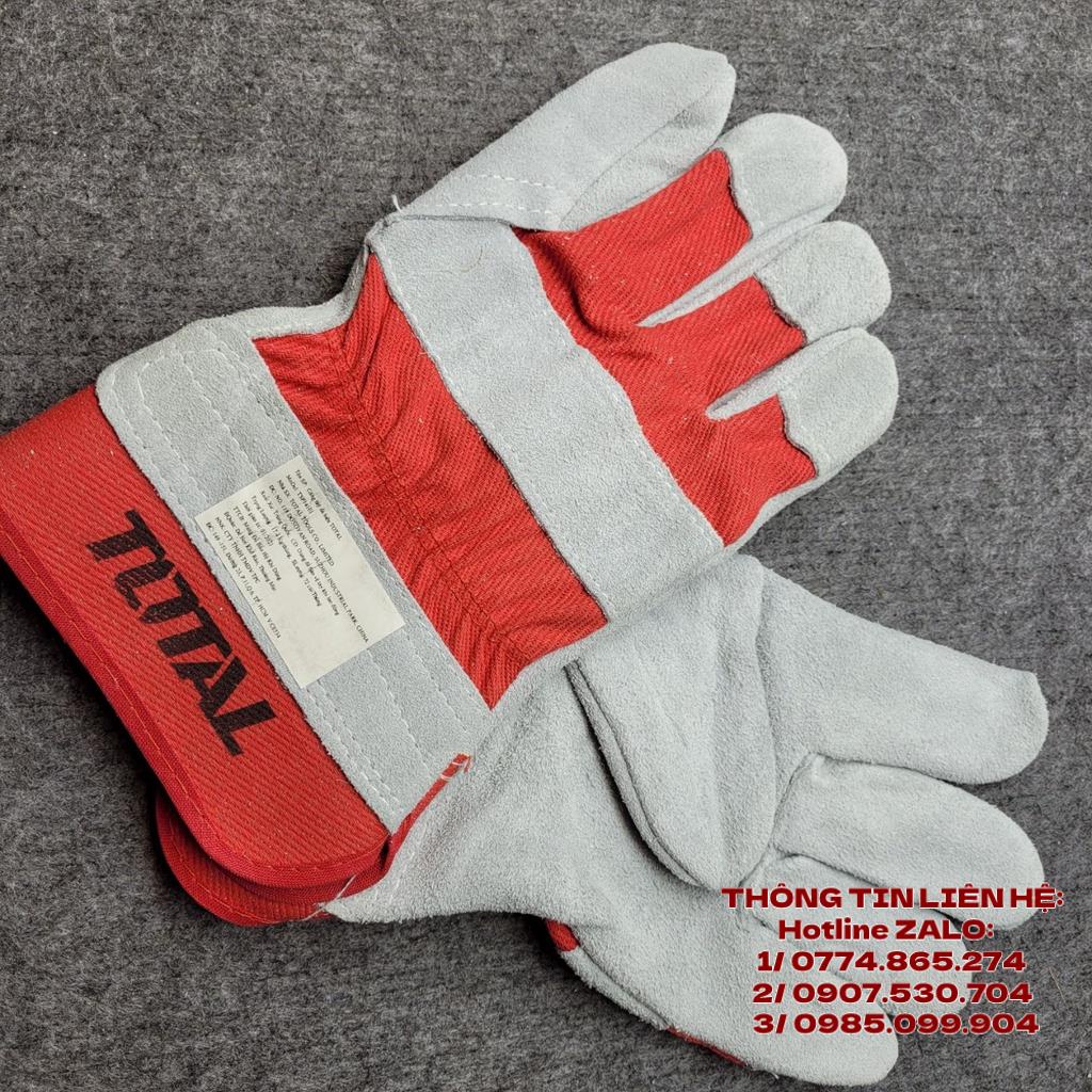 Găng tay bảo hộ lao động vải da bò thật TOTAL TSP14101 INGCO HGVC01 TOLSEN 45024 bao tay cách nhiệt hàn cắt, cơ khí