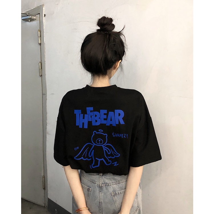 Áo thun Xiaozhainv ngắn tay dáng rộng thiết kế giản dị thời trang cho nữ