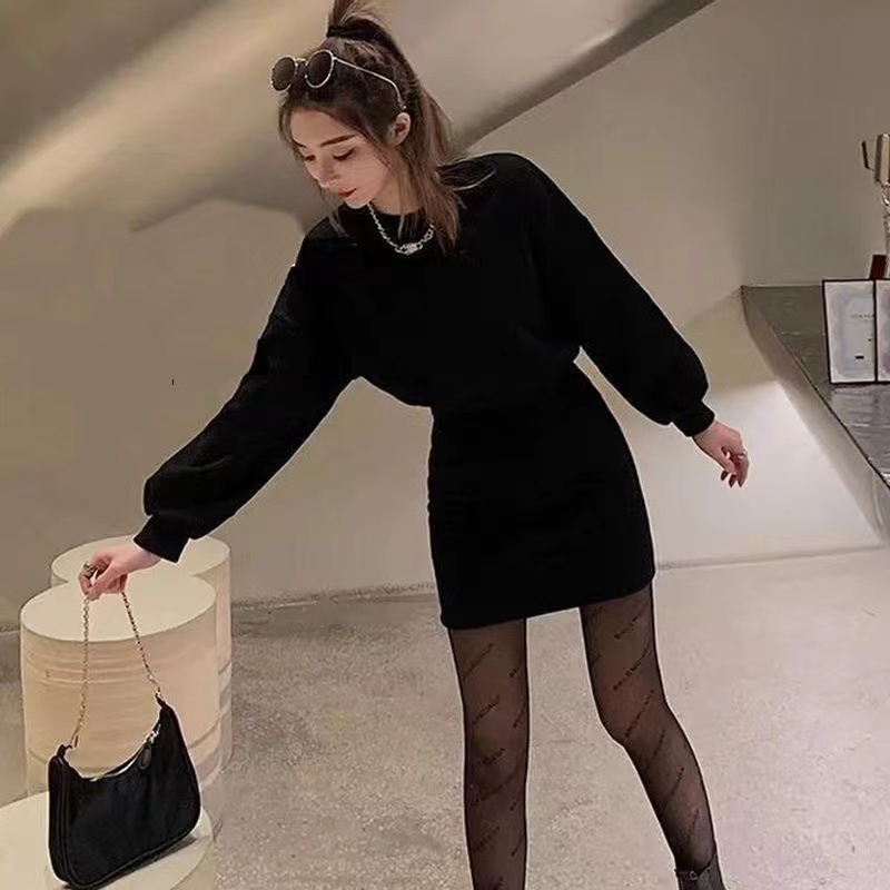 Đầm hoodie PERTY dệt kim phong cách Hàn Quốc thời trang mùa thu 2022 dành cho nữ