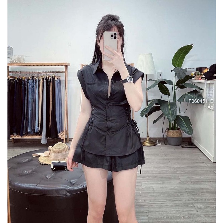 Áo sơ mi kiểu đan dây hai bên eo sát nách siêu xinh 0604