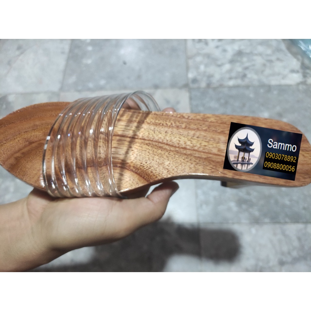 Guốc Gỗ Guốc Mộc Đế Kiểu Cao 7 Phân Quai Nhung