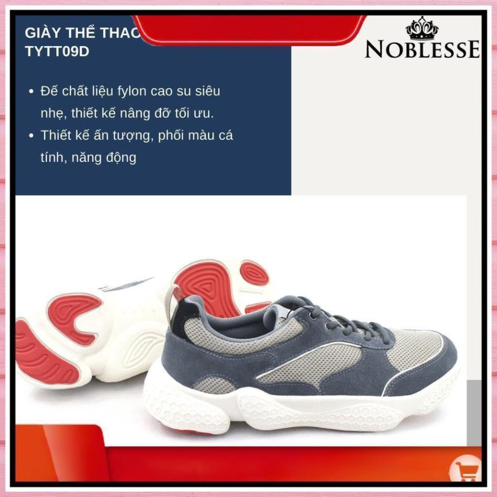 GIÀY THỂ THAO NAM SNEAKER  DA LỘN XÁM CỔ THẤP THỜI TRANG NOBLESSE TYTT09D