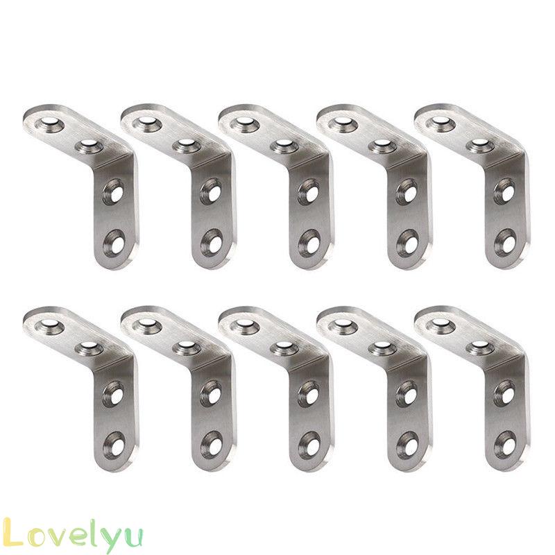 【LOVELYU】10pcs Thickened Stainless Steel Right Angle Bracket Corner Brace Joint Shelf Support L Shape Shelf Supports【Good Quality】
