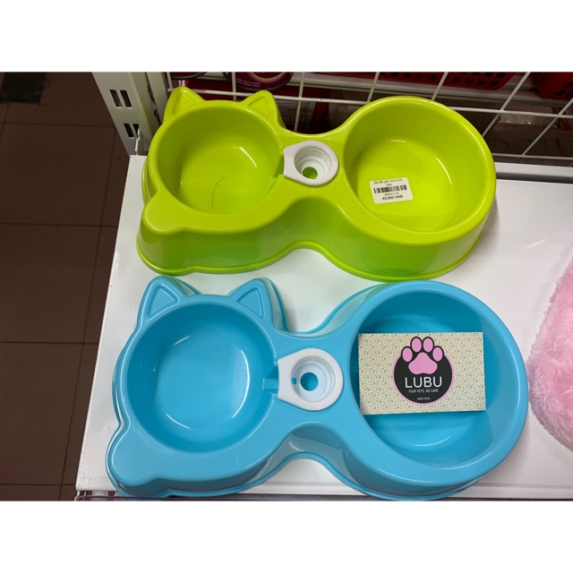 [Mã PET1504 giảm 8% đơn 300K] Bát Đôi Gắn Bình Cấp Nước Tự Động Hình Gấu Cho Chó Mèo