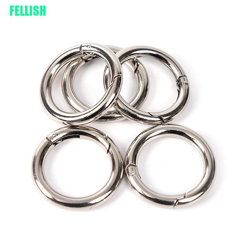 Bộ 5 móc khóa tròn bằng chất liệu kim loại kích thước 3.4cm