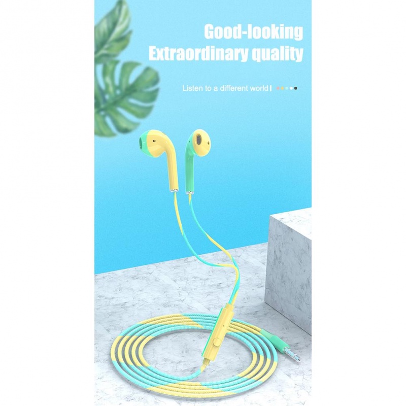 In-ear Wired Headphones With Mic Colorful Hifi Sound Noice Cancelling Earbuds For Smartphone Universal