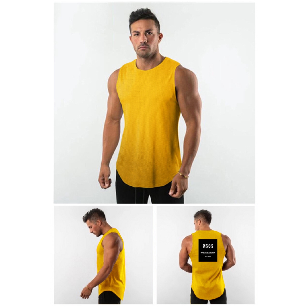 New Summer Mesh Fitness Casual Gym Tank Top Men Sports Workout Clothing Bodybuilding Fashion Singlets Sleeveless Quick Dry Vest